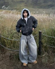 ウォッシュダメージファーフードジャケット