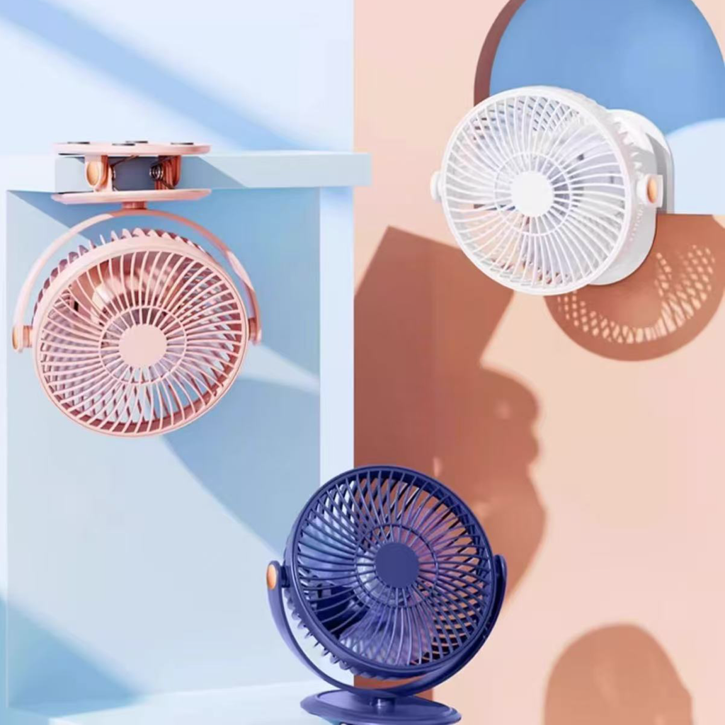 3-in-1 Portable USB Rechargeable Clip-on Fan