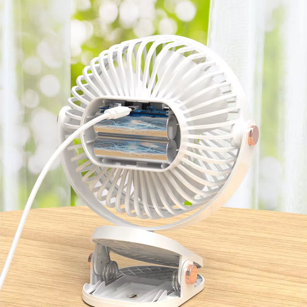 3-in-1 Portable USB Rechargeable Clip-on Fan