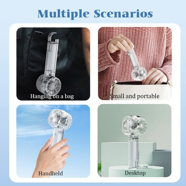Ice Cooling Transparent Handheld Fan USB Rechargeable Portable Mini Fan