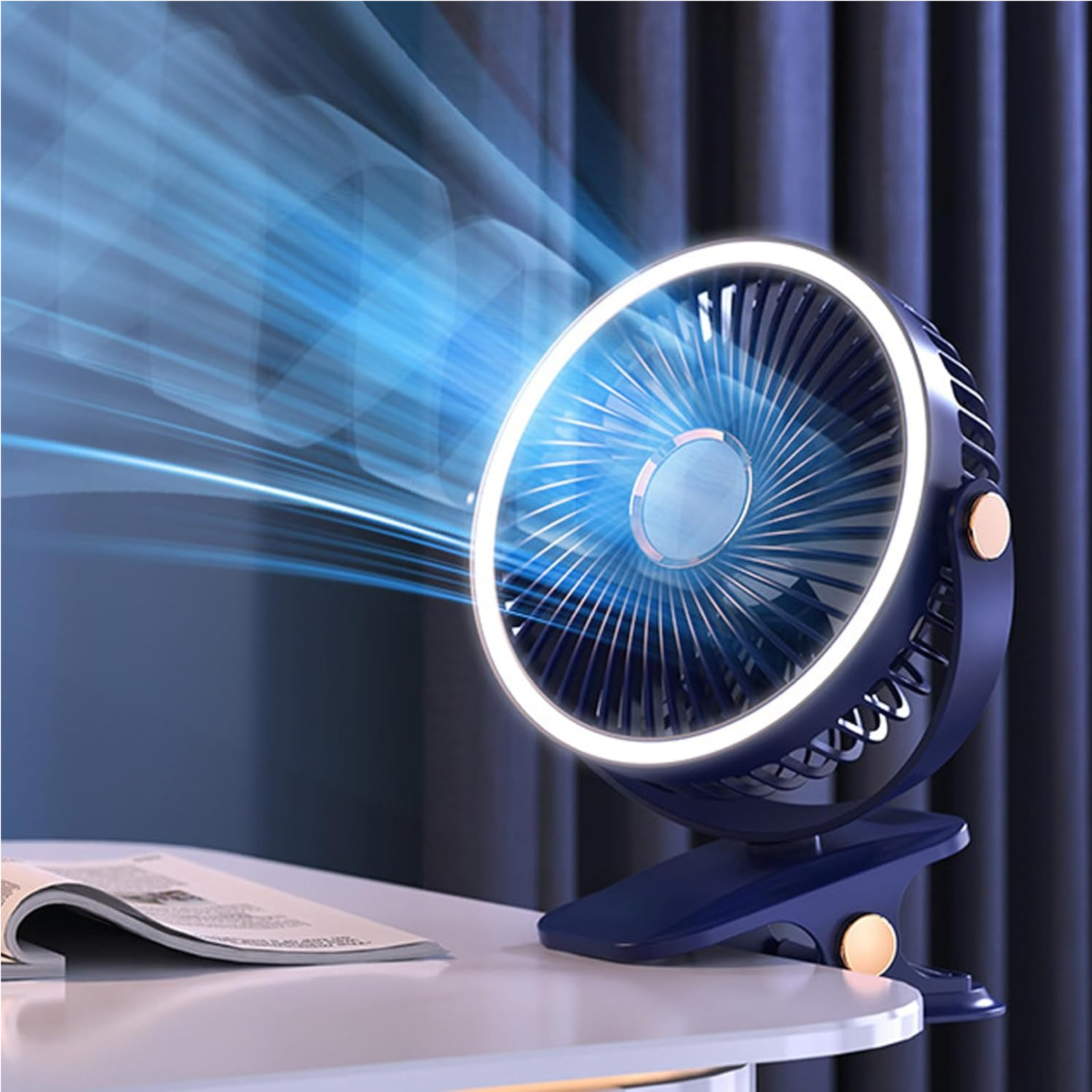 3-in-1 Portable USB Rechargeable Clip-on Fan