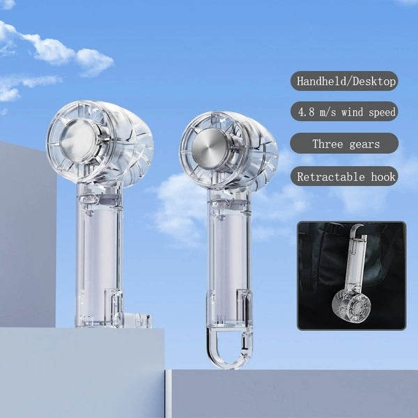 Ice Cooling Transparent Handheld Fan USB Rechargeable Portable Mini Fan