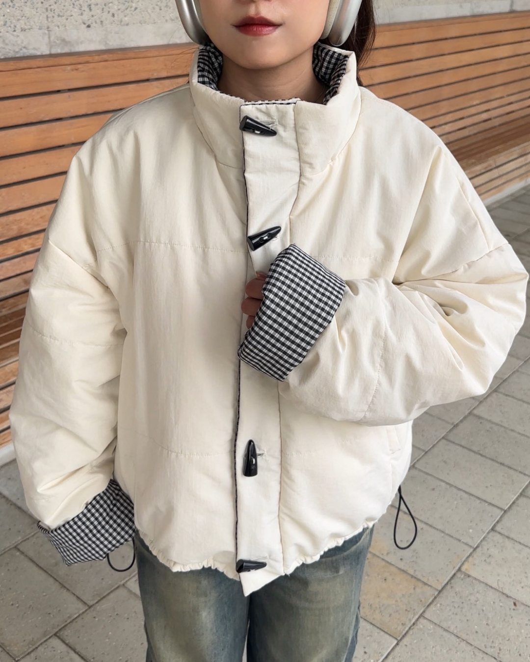 ギンガムチェックリバーシブルジャケット