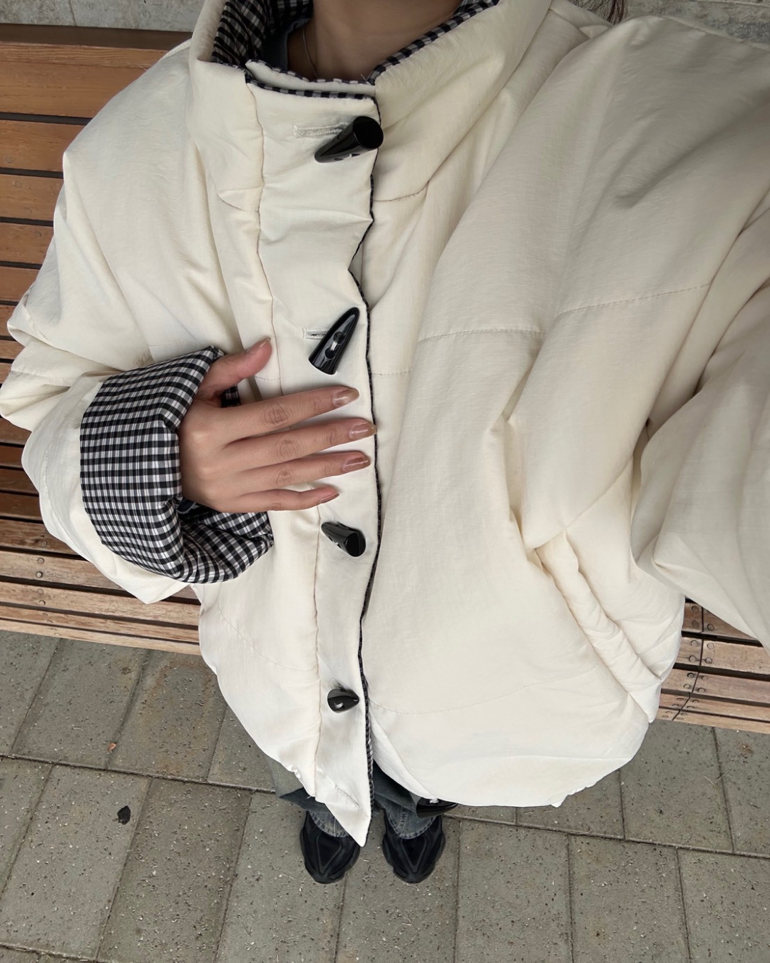 ギンガムチェックリバーシブルジャケット