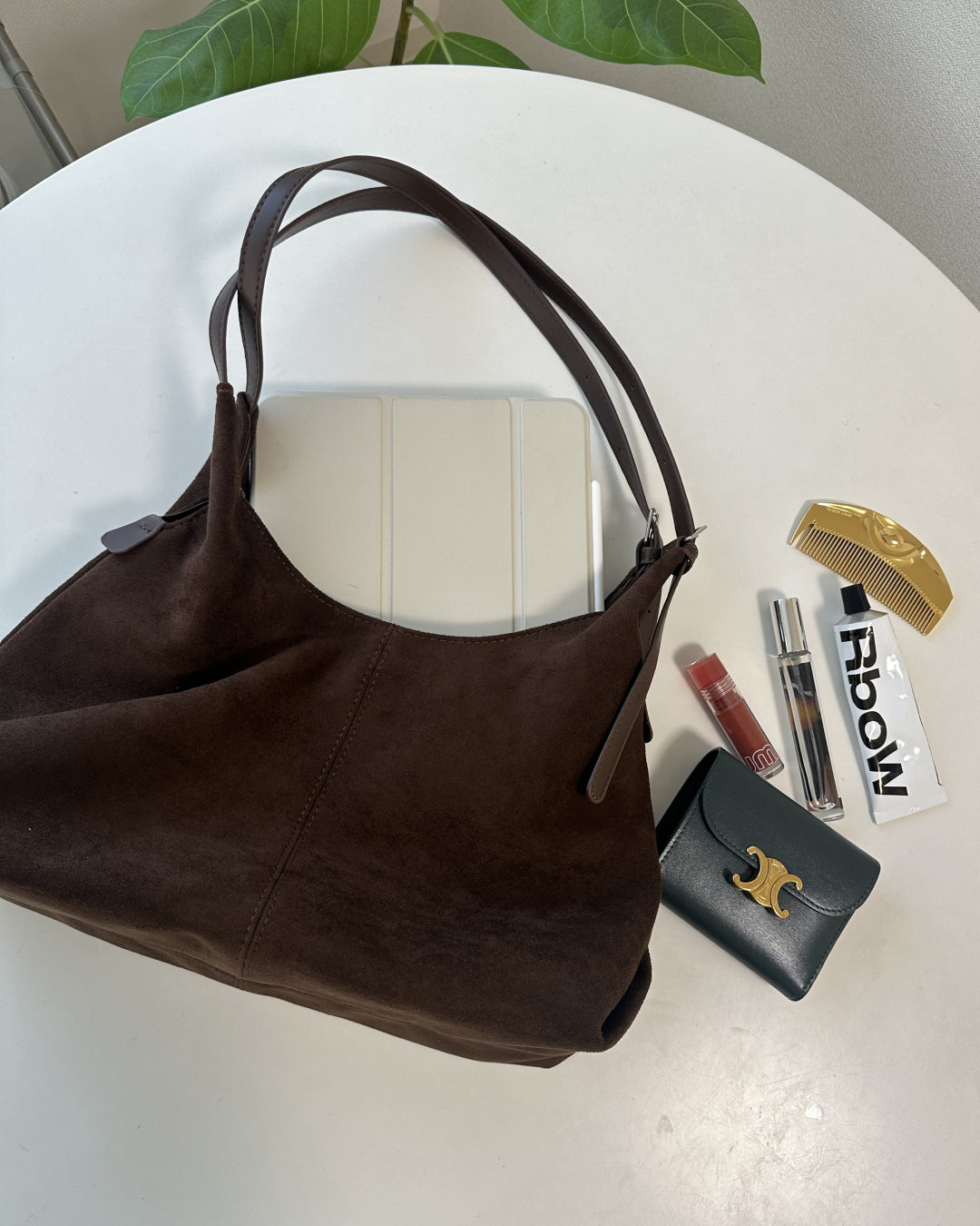 ダブルベルトスエードショルダーバッグ