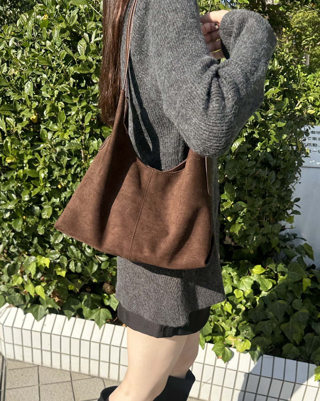 ダブルベルトスエードショルダーバッグ