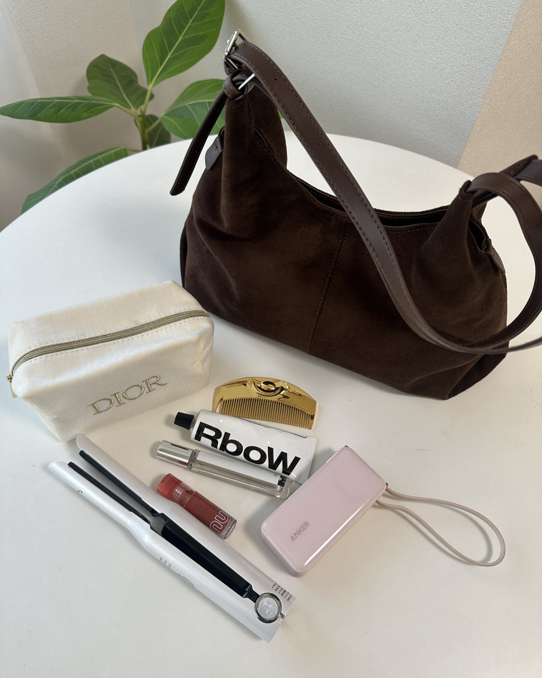 ダブルベルトスエードショルダーバッグ