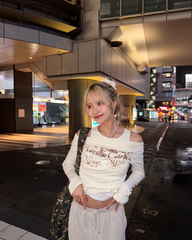 レトロプリントワンショルダーTシャツ