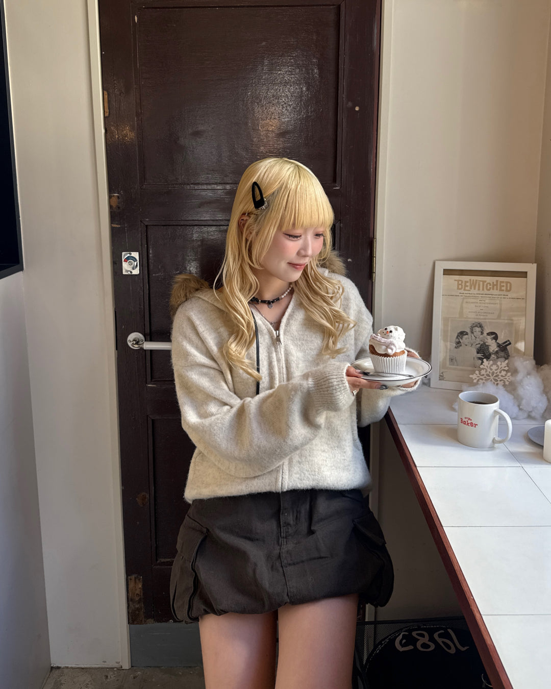 ニットファーパーカー