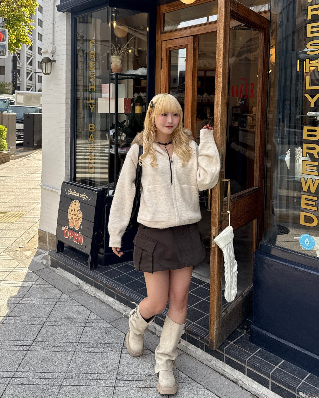 ニットファーパーカー