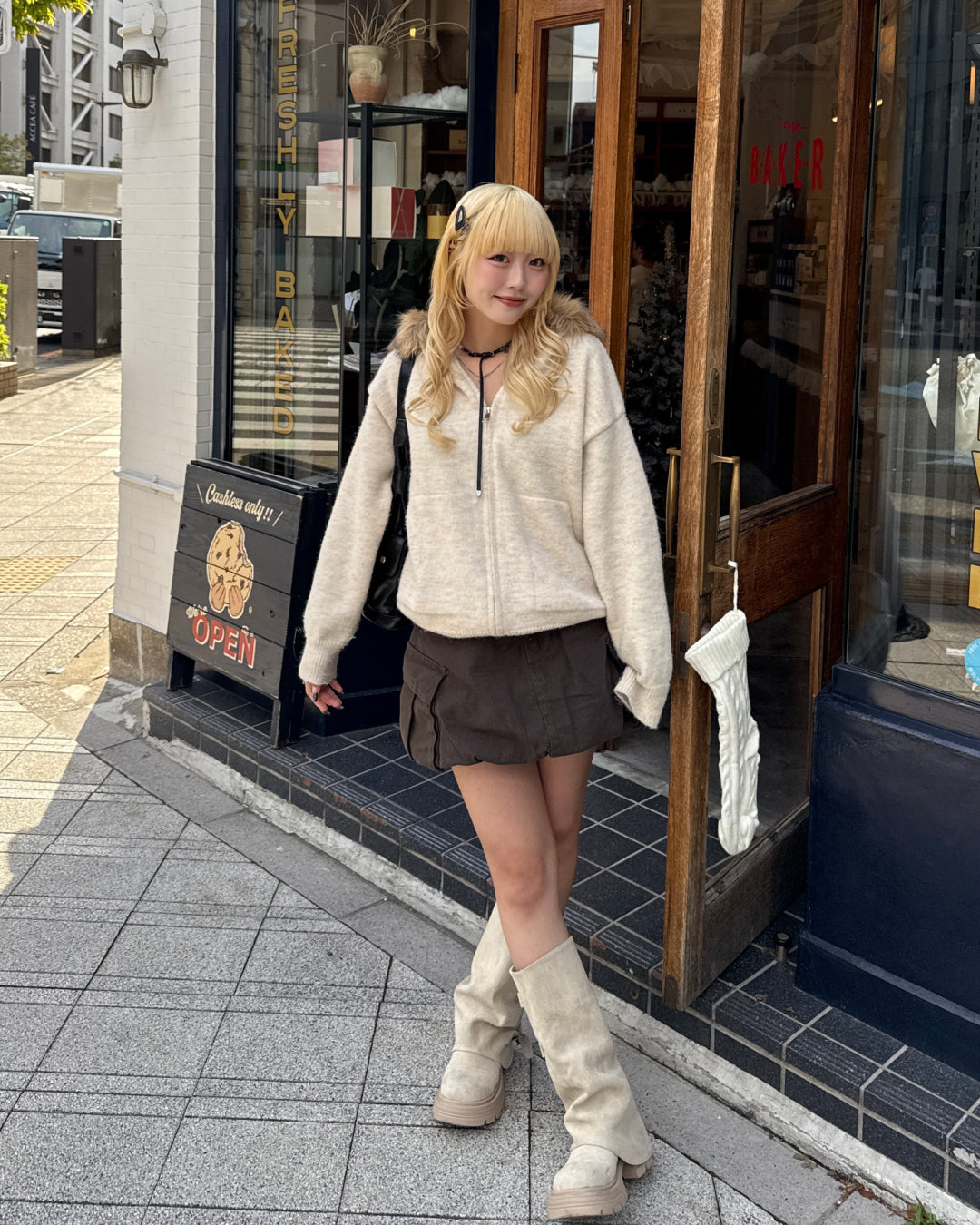 ニットファーパーカー