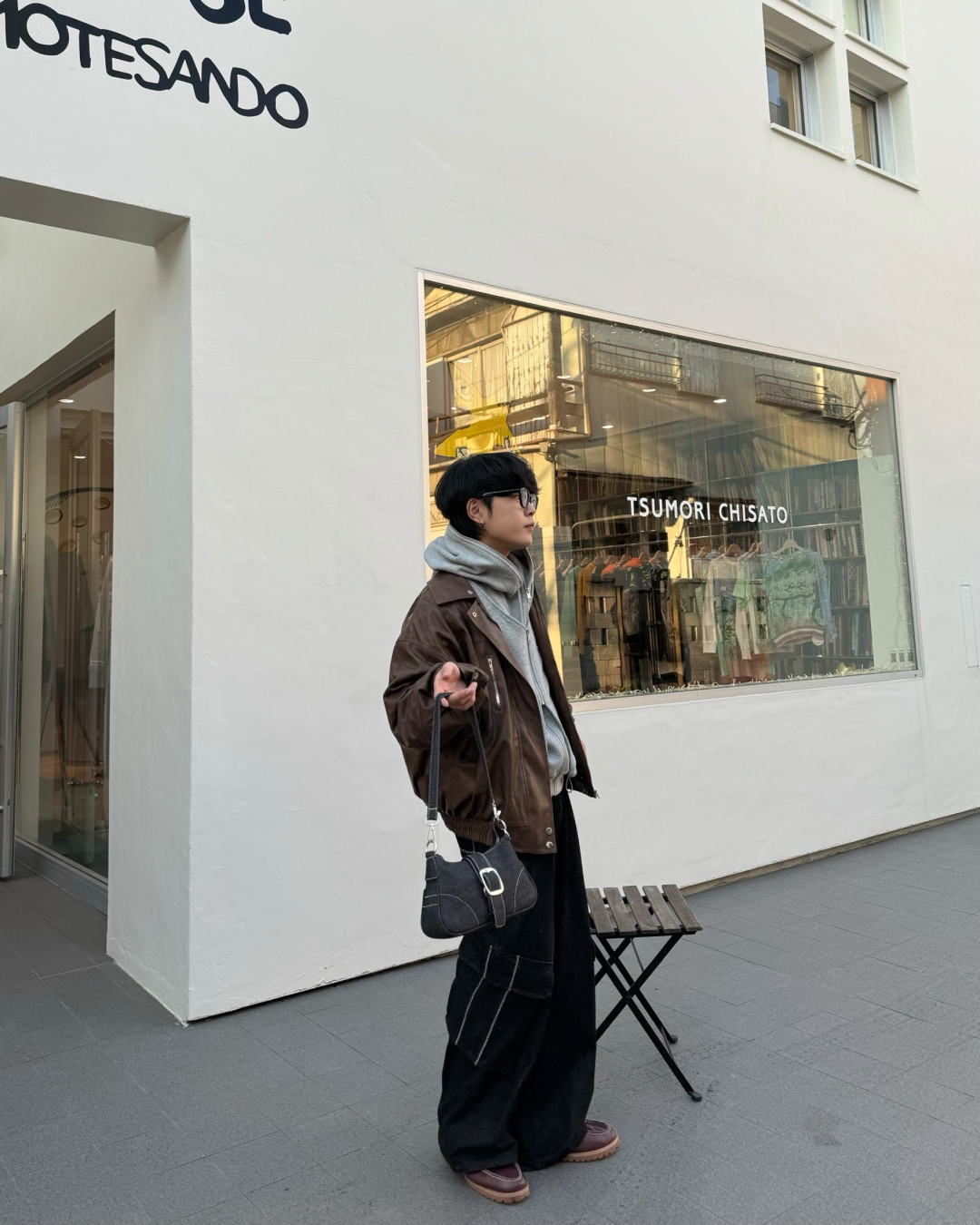 ボア襟ブラウンレザージャケット