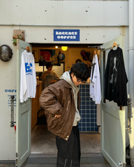 ボア襟ブラウンレザージャケット