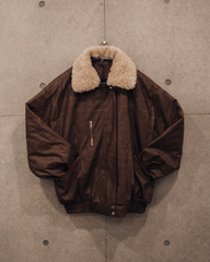 ボア襟ブラウンレザージャケット