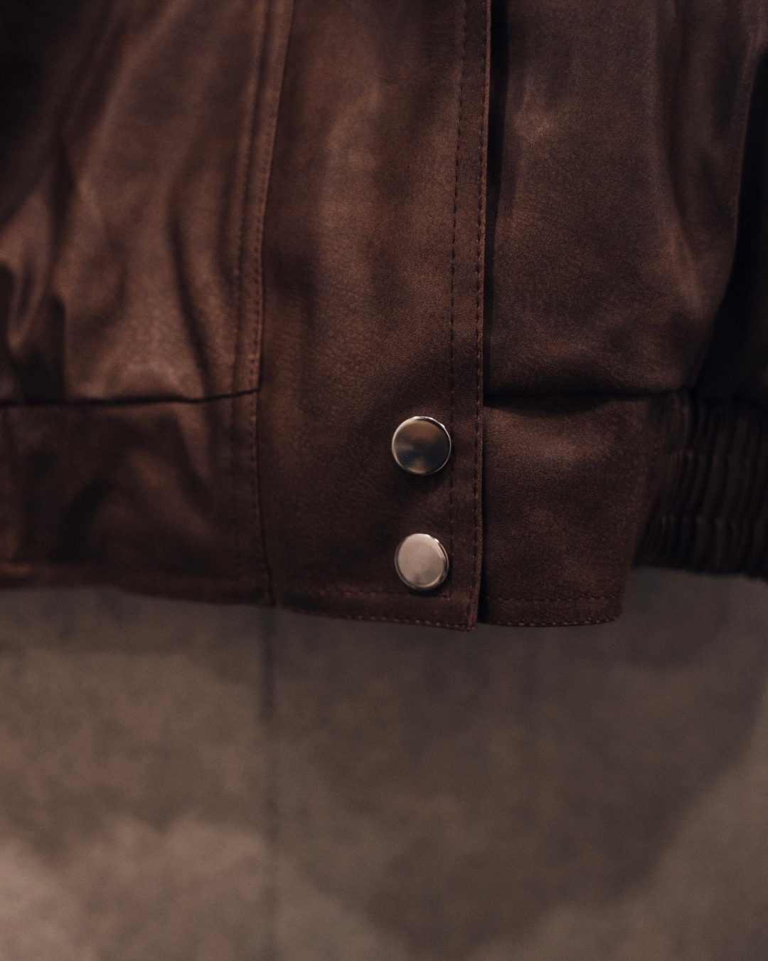 ボア襟ブラウンレザージャケット