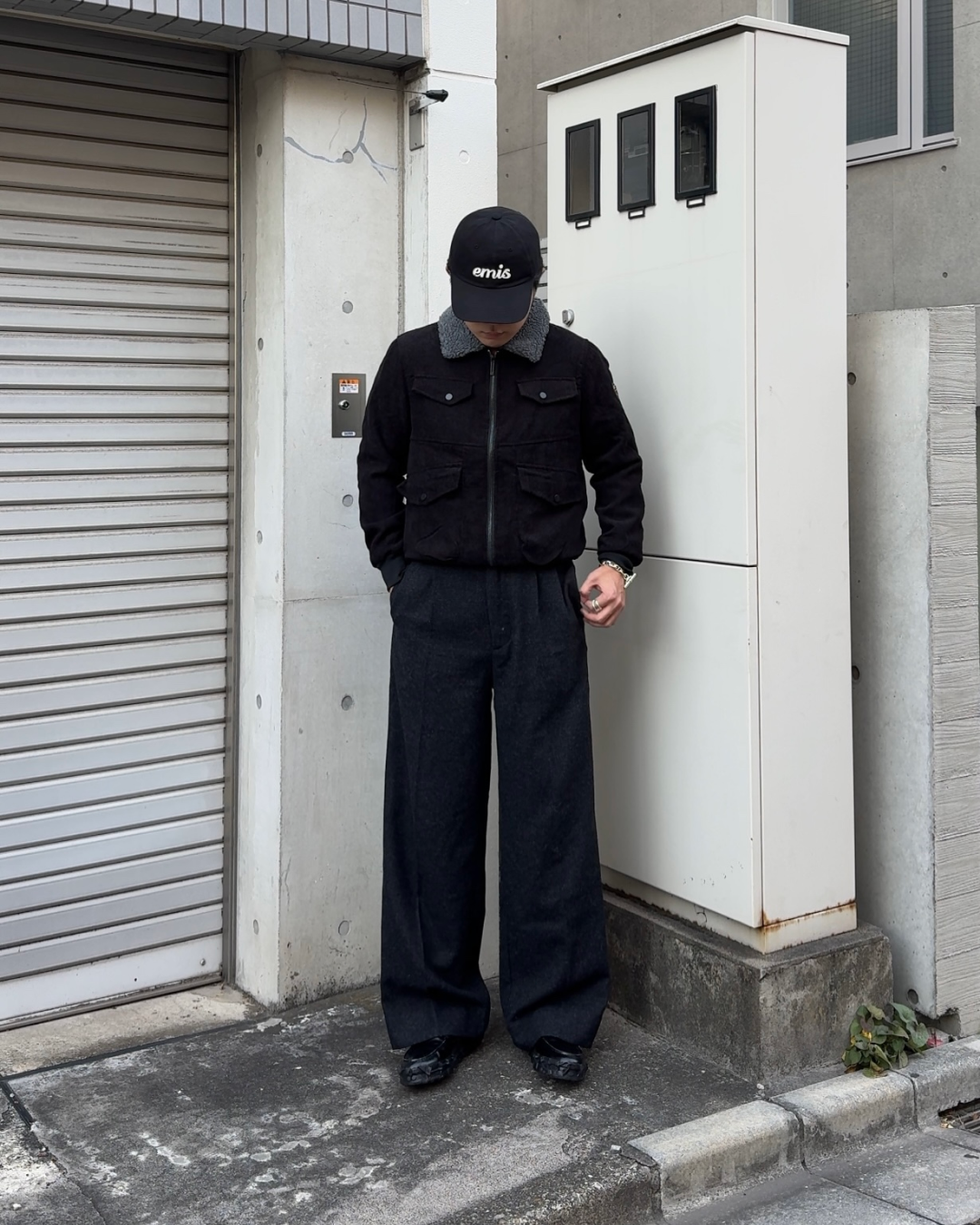 コーデュロイ襟ボアジャケット