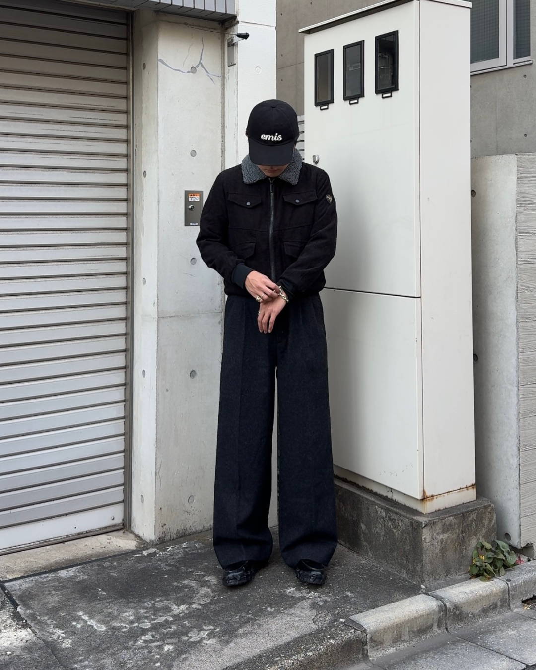 コーデュロイ襟ボアジャケット