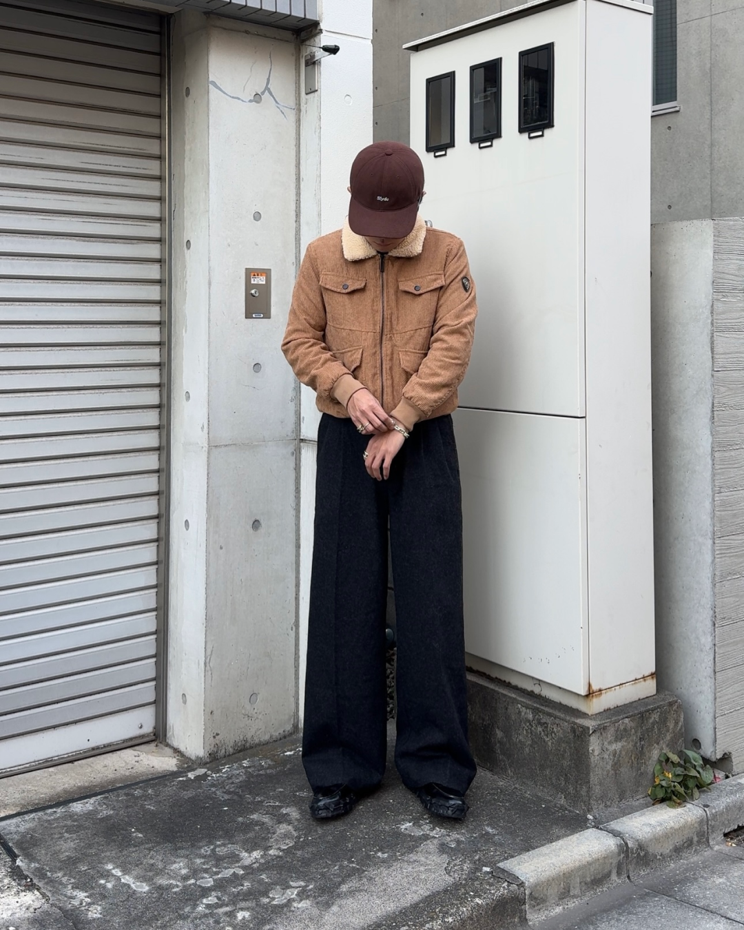 コーデュロイ襟ボアジャケット