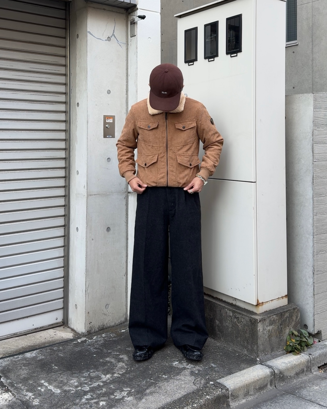 コーデュロイ襟ボアジャケット