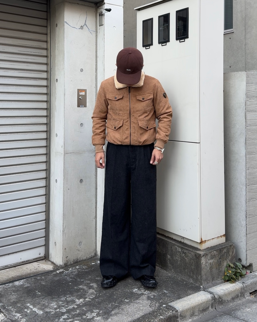 コーデュロイ襟ボアジャケット