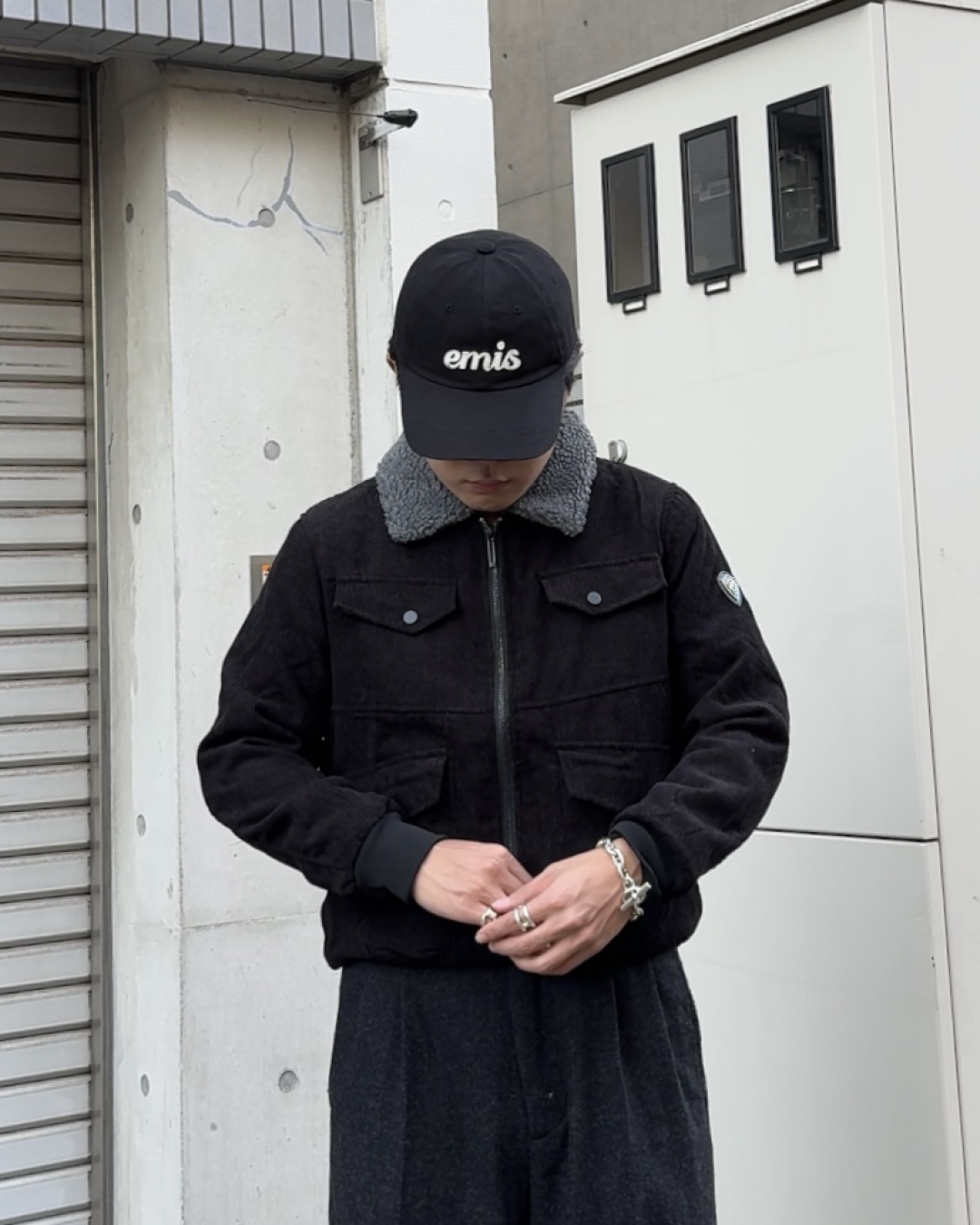 コーデュロイ襟ボアジャケット