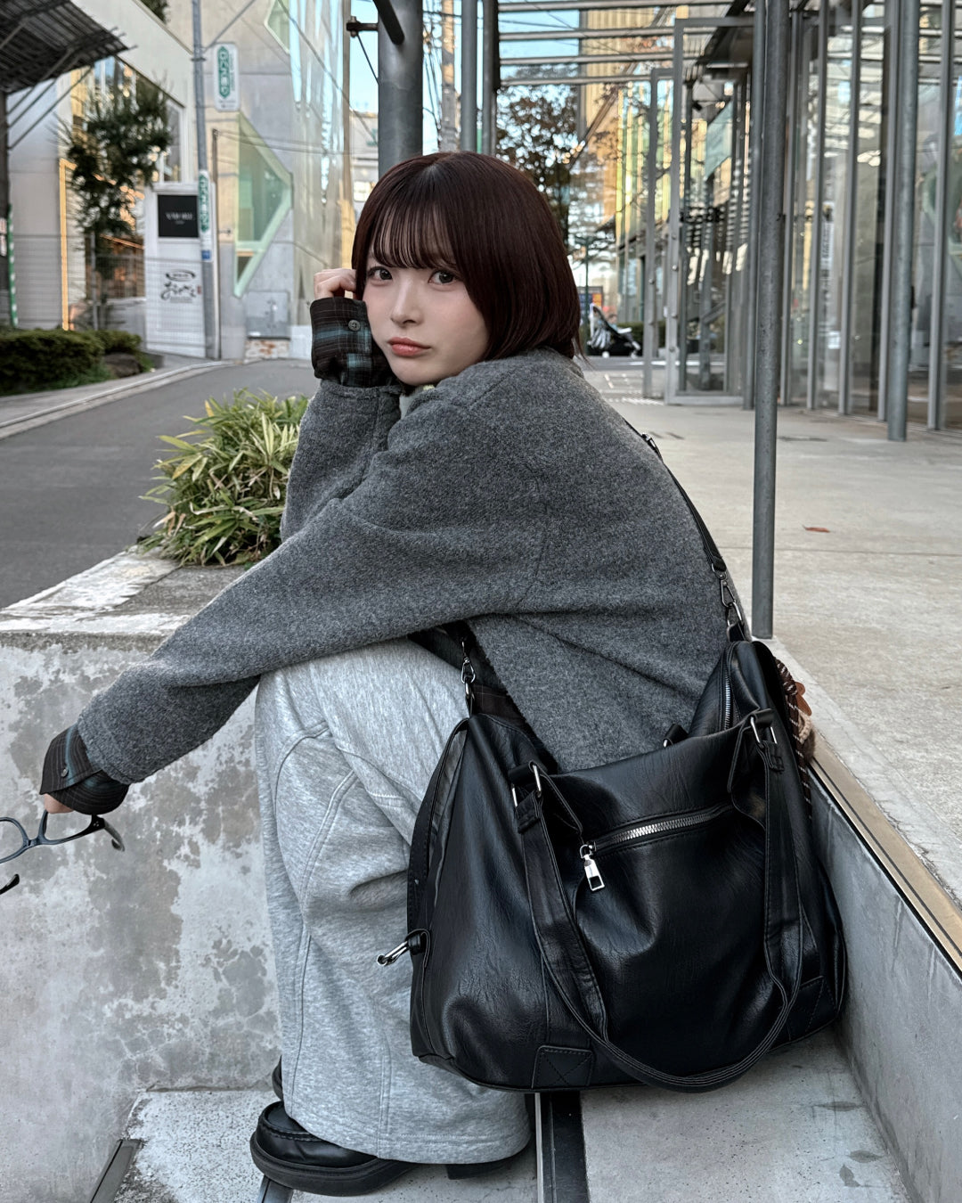 マルチウェイレザーライクボストンバッグ