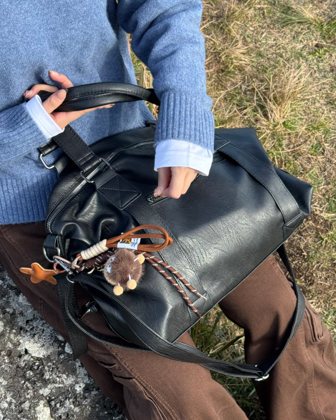 マルチウェイレザーライクボストンバッグ