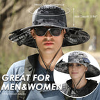 UPF 50+ Solar Fan Sun Hat – Wide Brim Bucket Hat with Dual Fans