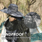 UPF 50+ Solar Fan Sun Hat – Wide Brim Bucket Hat with Dual Fans