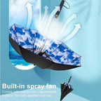 3-in-1 Cooling Umbrella – Portable Fan, Misting Spray & UV Protection