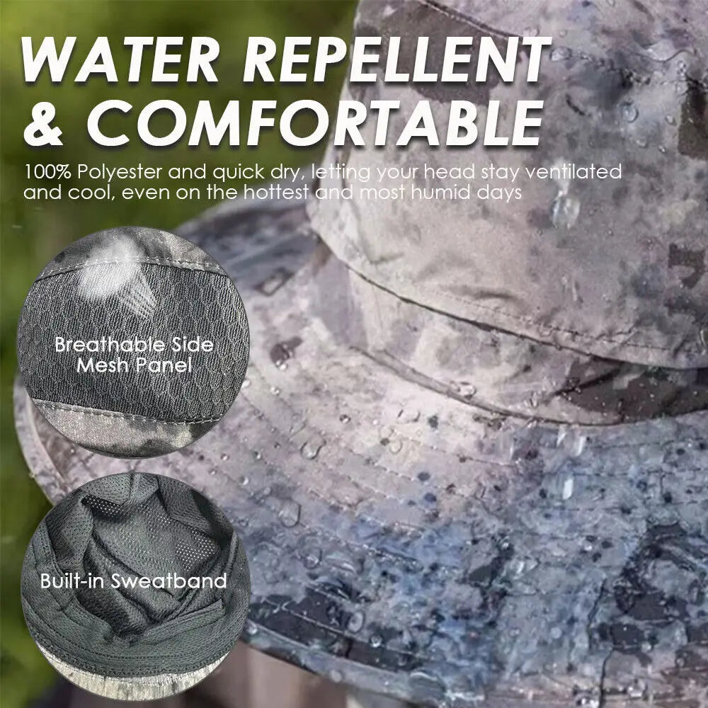 UPF 50+ Solar Fan Sun Hat – Wide Brim Bucket Hat with Dual Fans