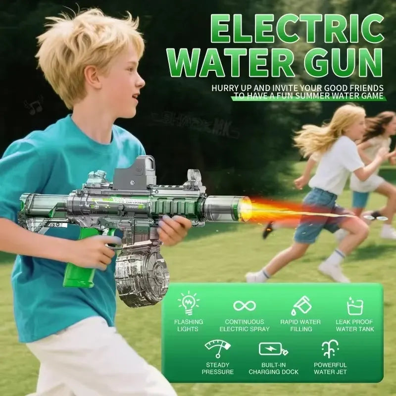 Electric Automatic Water Gun – Rechargeable High Capacity Water Blaster with Drum Tank